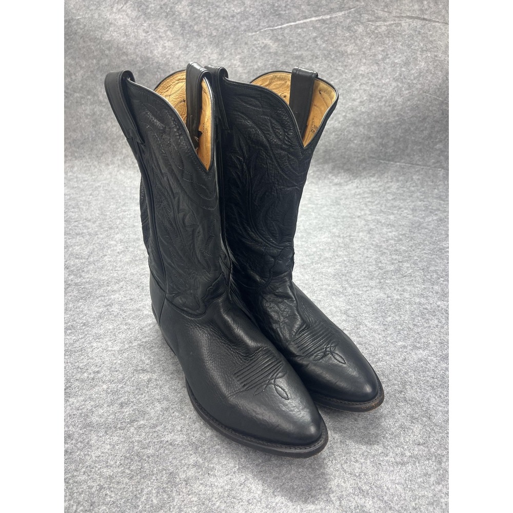 Vintage Nocona Cowboy Boots Mens Size 12 EE Black Leather Pointed Toe Western